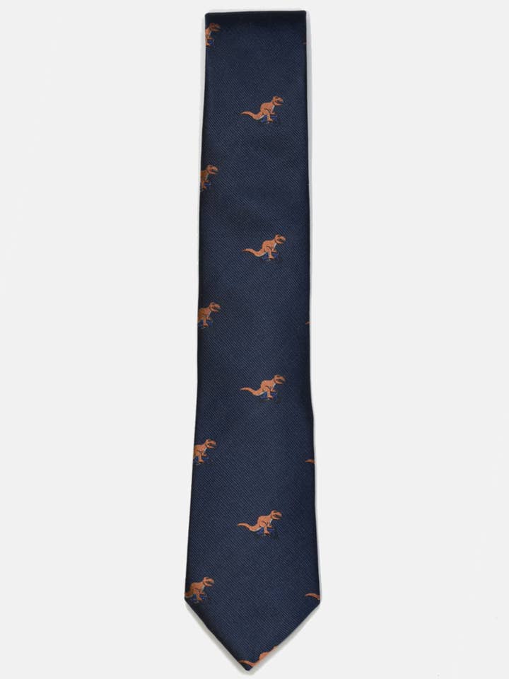 T-Rex on a Bike Tie for wholesale by Curated Basics
