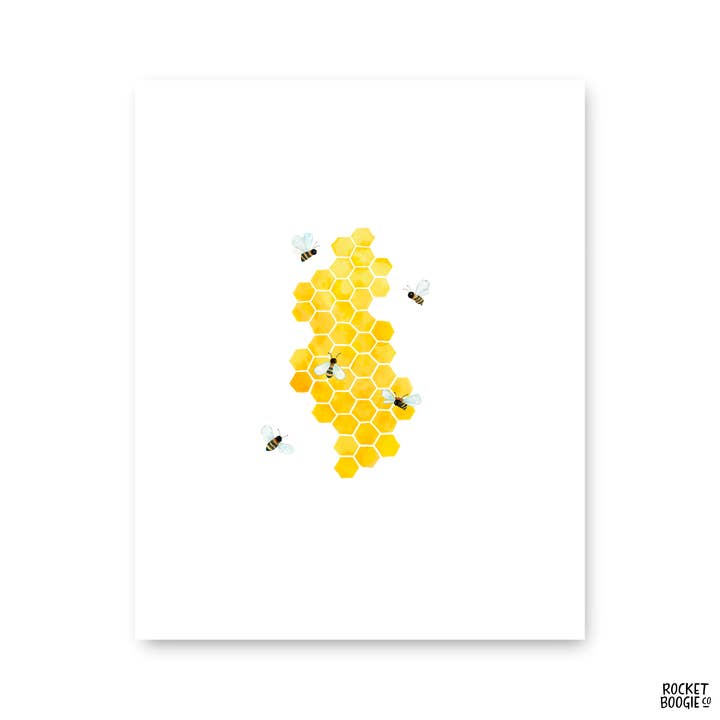 Waben + Bienen Druck für den Großhandel von Rocket Boogie Co.