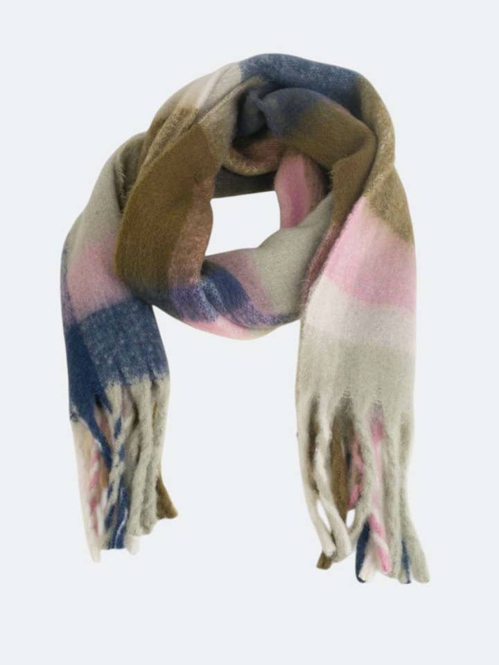 WOOL BLEND SCARF, KHAKI COLOR 1i for wholesale by Kbas