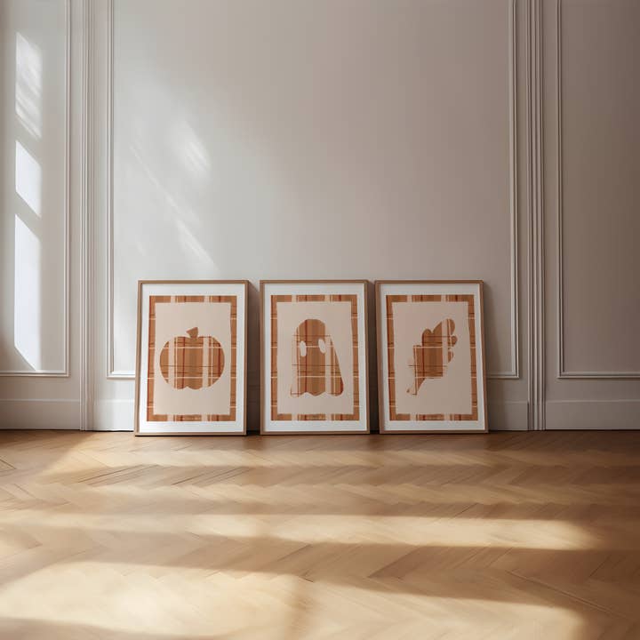 Plaid Halloween Prints Set of 3 for wholesale by RM Decor Studio