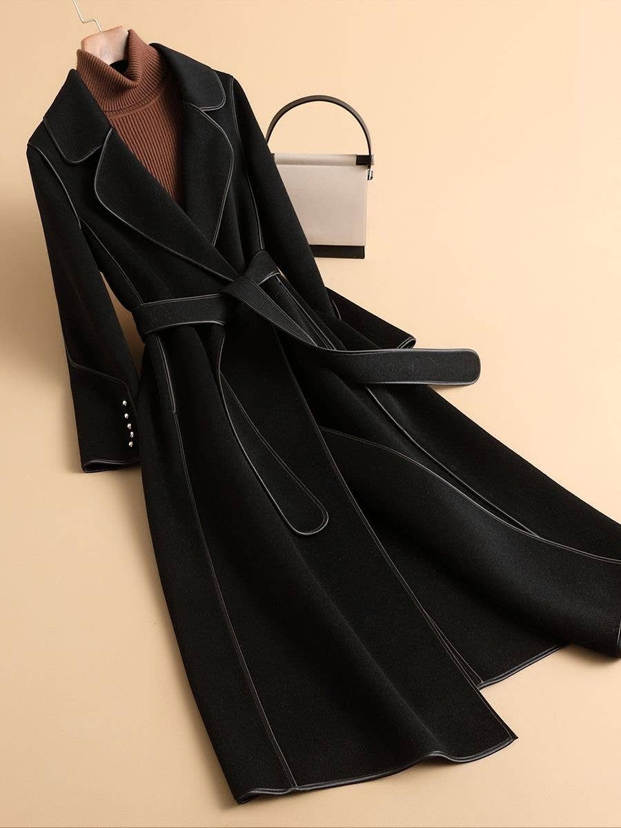 Productseeker - Vendita all'ingrosso Giacca antivento - Donna - Cappotto Slim Doppiato in Lana con Cintura per Donna CT86S9