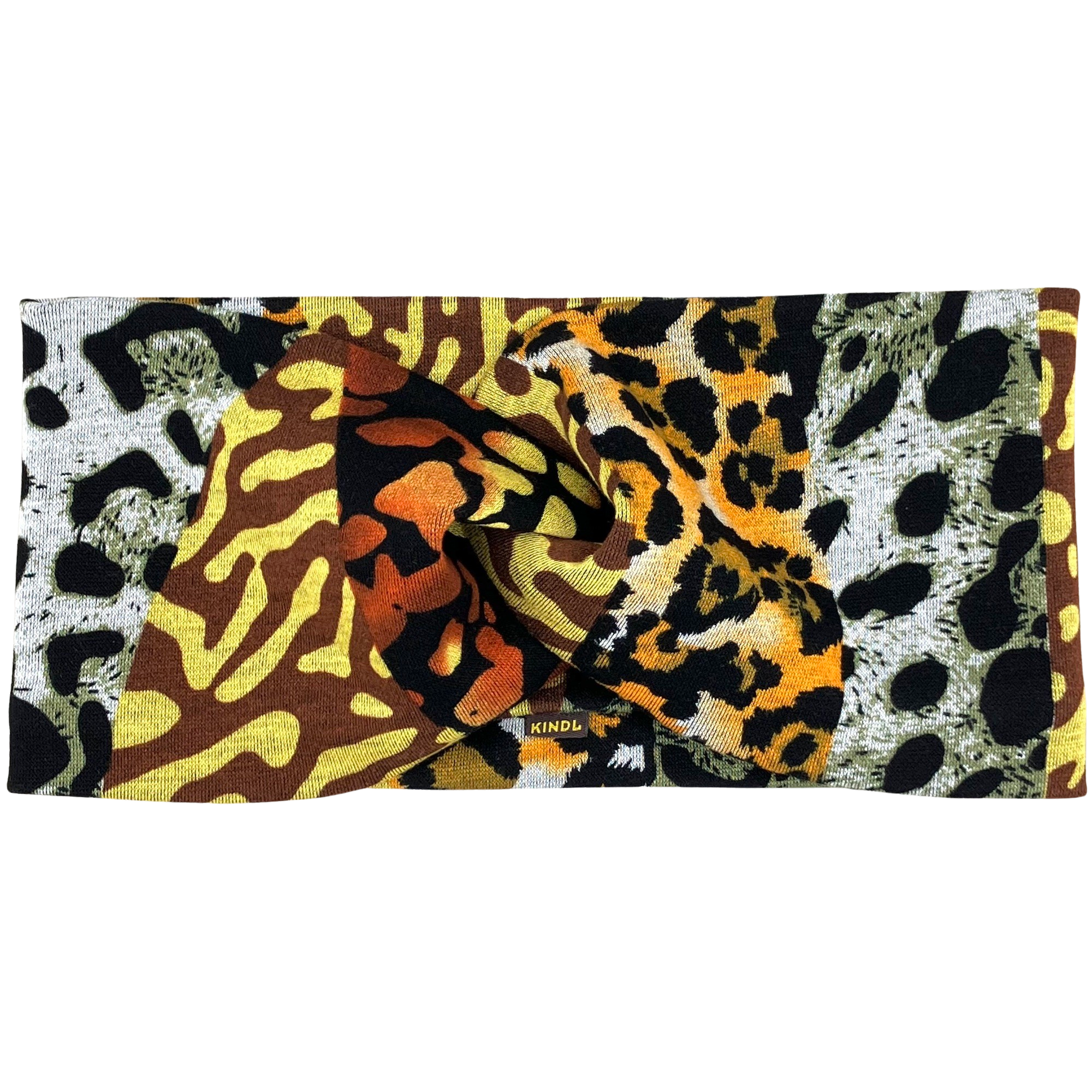 KINDL wien – Bandana - Mulher por atacado – Faixa de cabelo torcida estampada em patchwork animal1