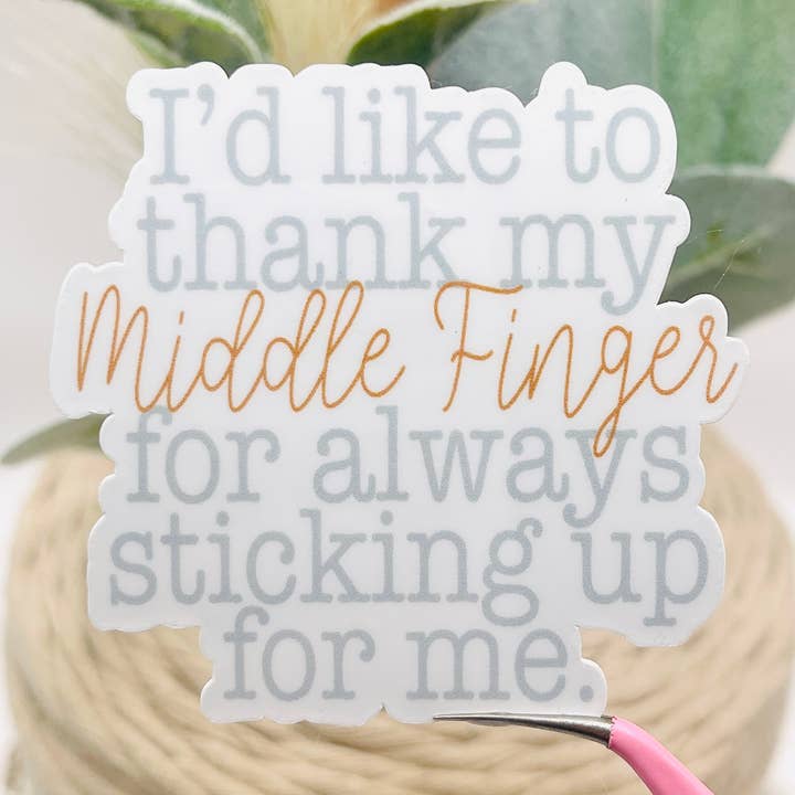 I Would Like To Thank My Middle Finger Sticker | Waterbottle for wholesale by MarissaDDesigns