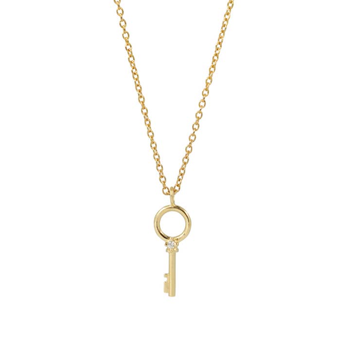 Collier Clé Cercle avec Pierres Précieuses - Or Jaune 14k pour la vente par Futaba Hayashi