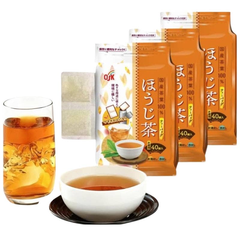 Sho Nutrition – wholesale Health/detox tea – OSK Hojicha Roasted Green Tea – Organic Japenese Green Tea With Low Caffeine, Non-GMO, JAS Certified, Hojicha Tea Hot or Cold Brew – 40pc Pack