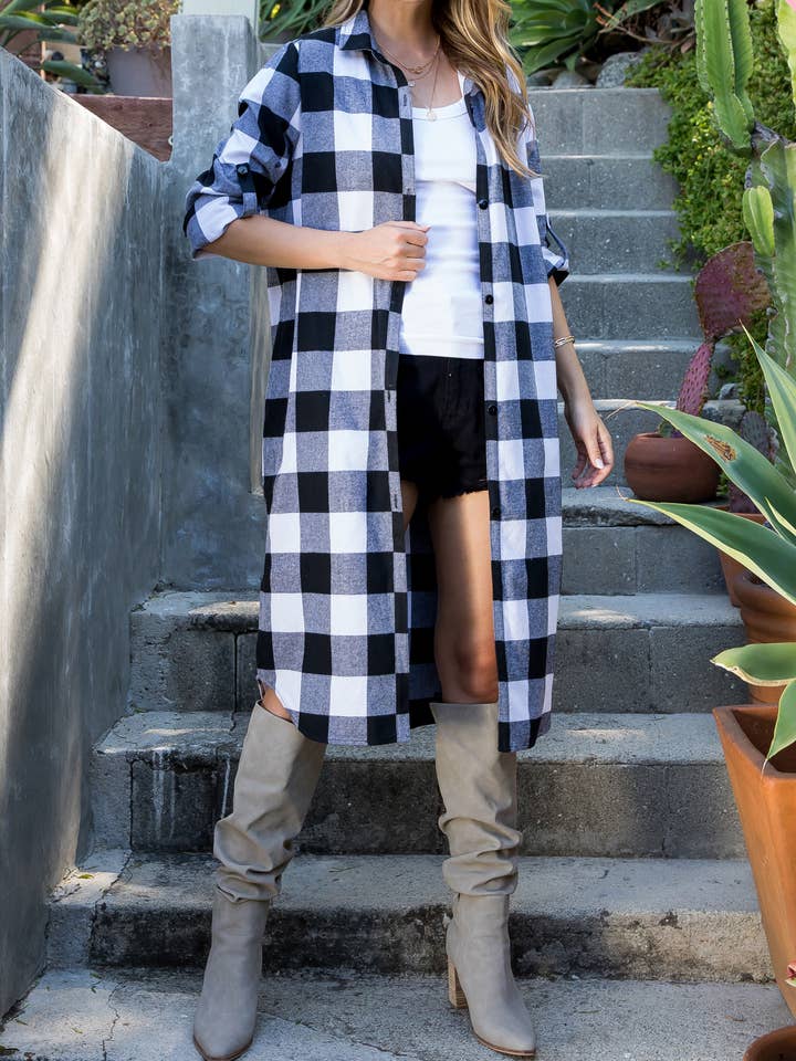 Sweet Lovely by Jen - Wholesale Button Down Shirt - Women's - SW2012PL PLAID BUTTON UP LONG SHIRT16