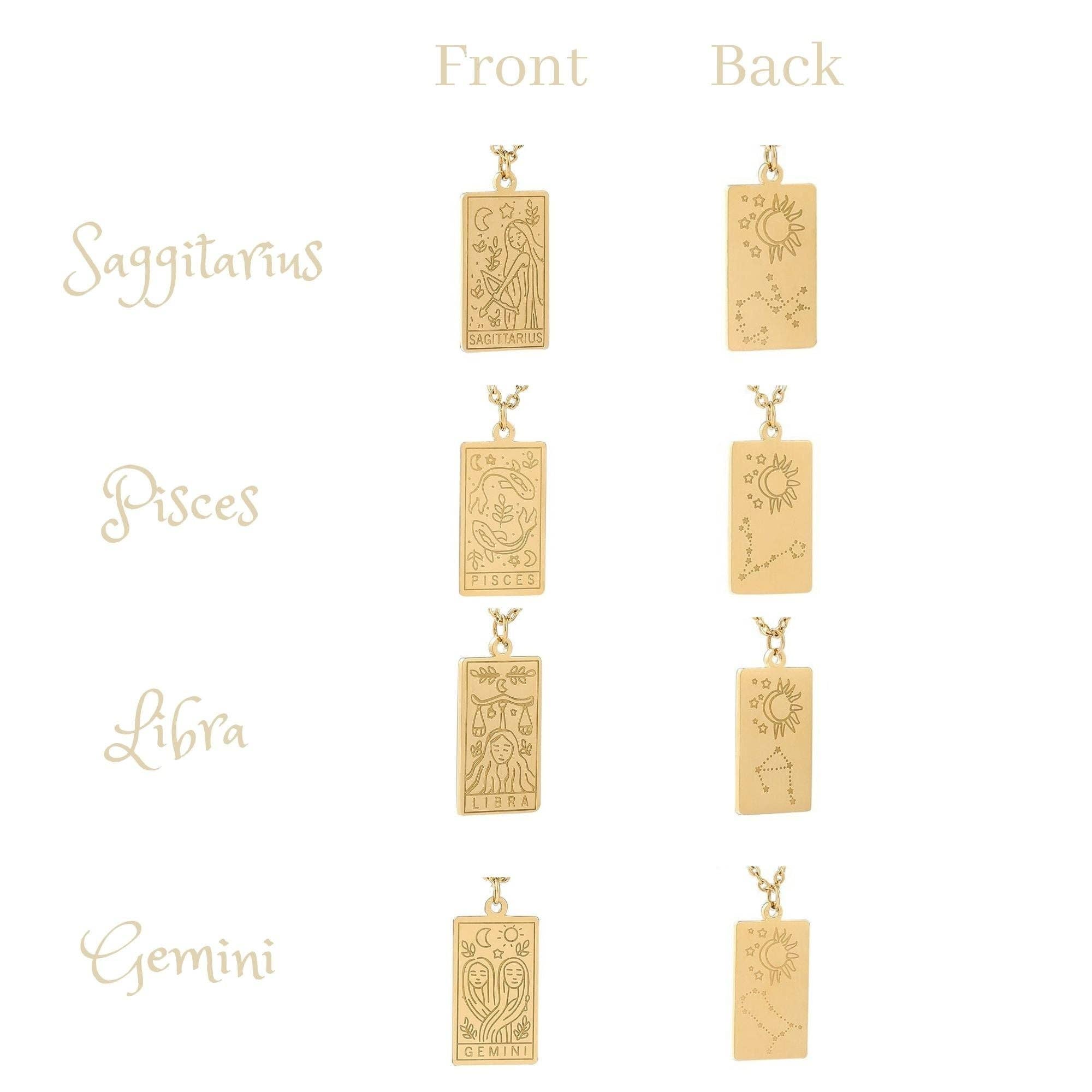 LilAryenne | Jewelry & Suncatchers - Vendita all'ingrosso Collana con ciondolo/pendaglio - Collana zodiacale minimalista in acciaio inox - regalo di astrologia7