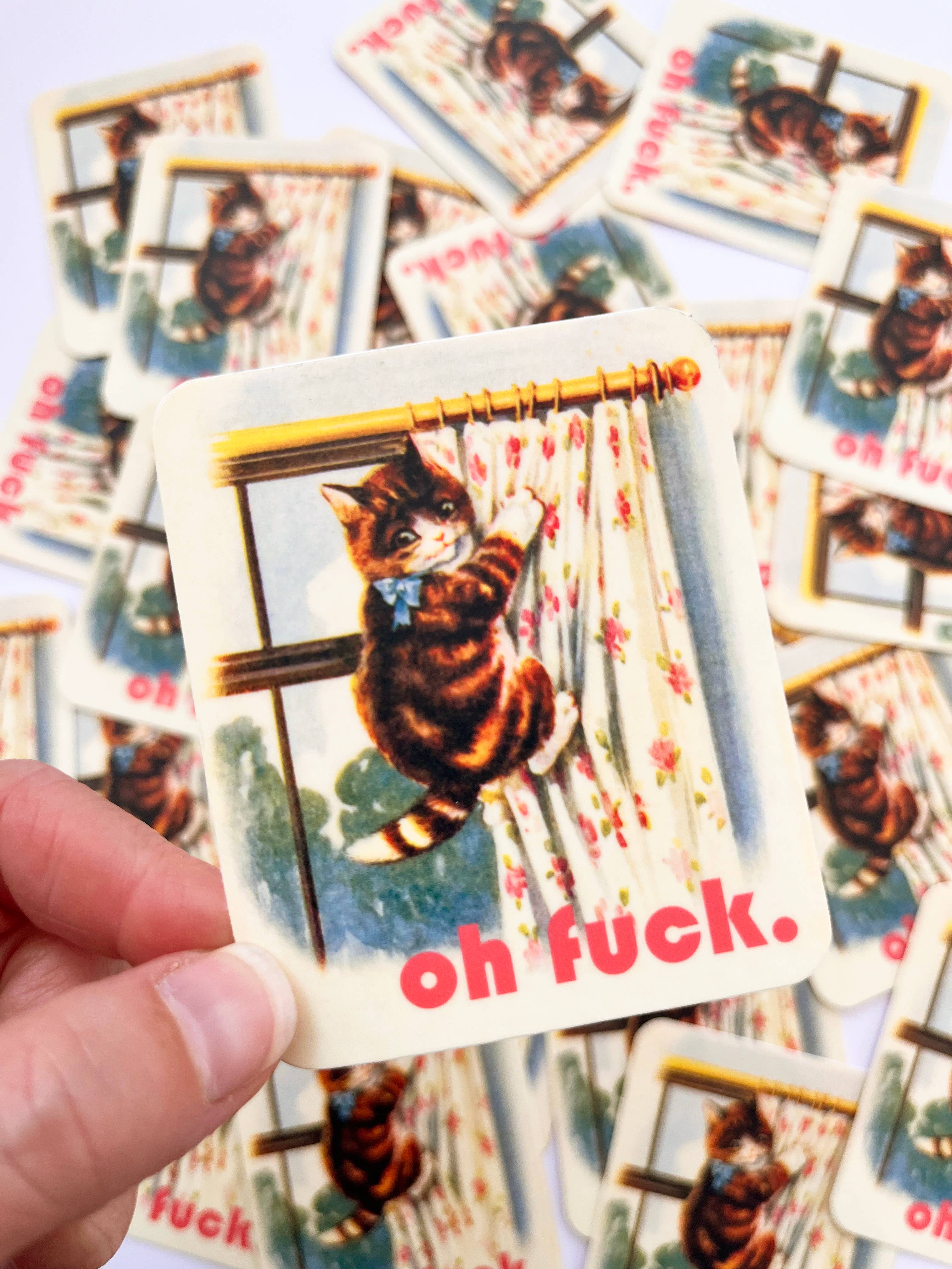 The Coin Laundry – wholesale Sticker – Oh Fuck Kitty Sticker - Funny Cat Decal4