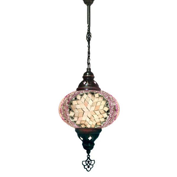 Hanging Mosaic Chandelier Lamp - Starburst soft pink for wholesale by Access by Mediterranean Concepts