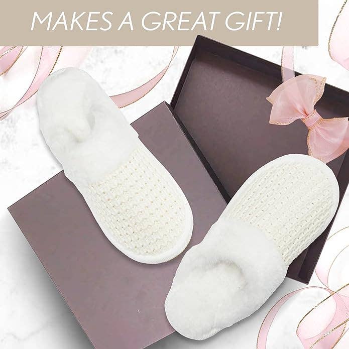 Funky Junque - Wholesale Slippers - Women's - Plush Slippers - Waffle Knit - Ivory4