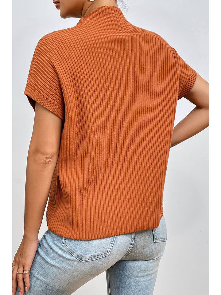 Aapparella - Wholesale Knit Sweater - Women's - Chic Ribbed Mock Neck Knit Sweater | S-2XL
