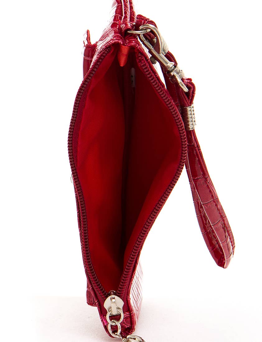 AMPERE CREATIONS - Wholesale Wristlet - Brighton Vegan Leather Inspired Croco Imitation Wristlet Bag16