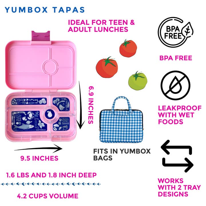 Yumbox - Wholesale Lunch Bag/Box - Kids - Leakproof Yumbox Tapas Bento Box( Capri Pink) 5 Compartment