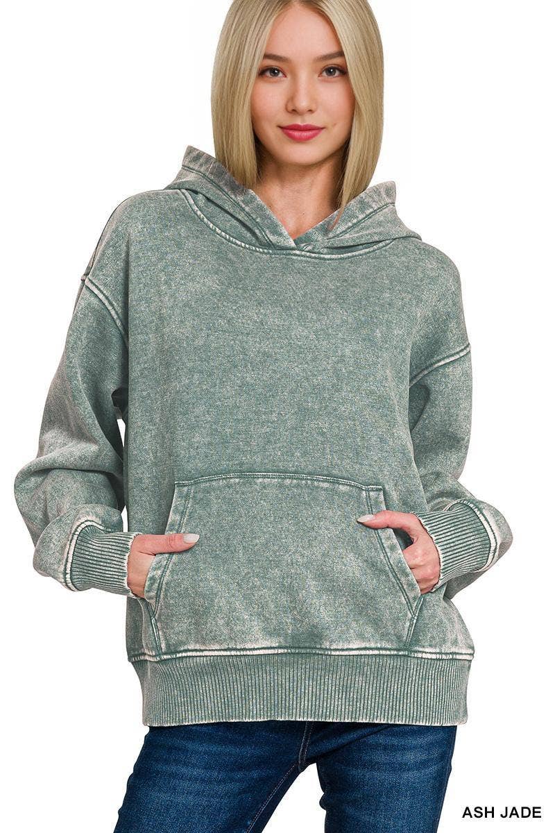 42POPS - Vente Sweat à capuche – femme - Hoodie à poche kangourou en molleton délavé à l'acide17