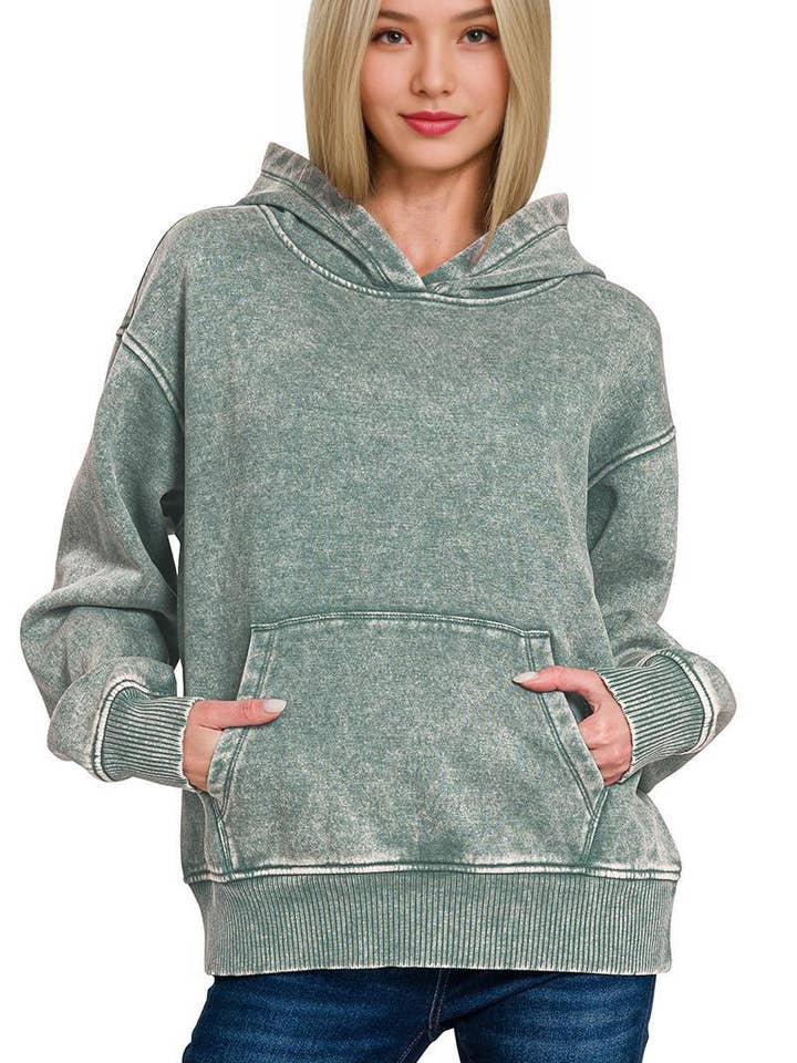 42POPS - Wholesale Hoodie - Dames - Fleece Acid Wash Kangaroo Pocket Hoodie17