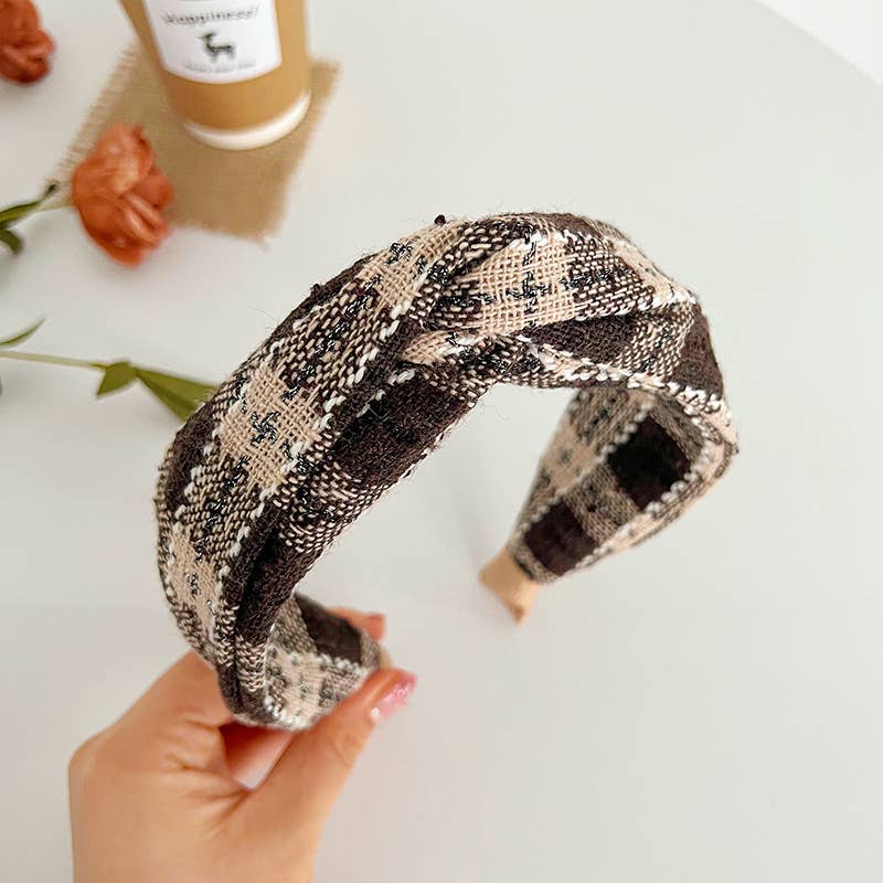 Assorted Knit Plaid Twist Headband  for wholesale on Faire4