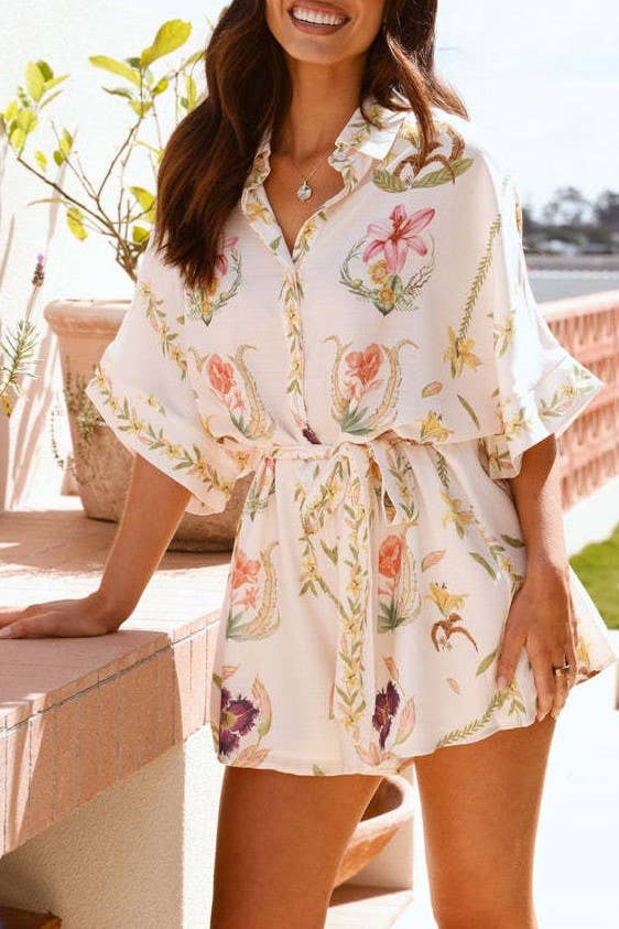 Mogabe Lily Floral Vine printed oversized romper for wholesale on Faire10