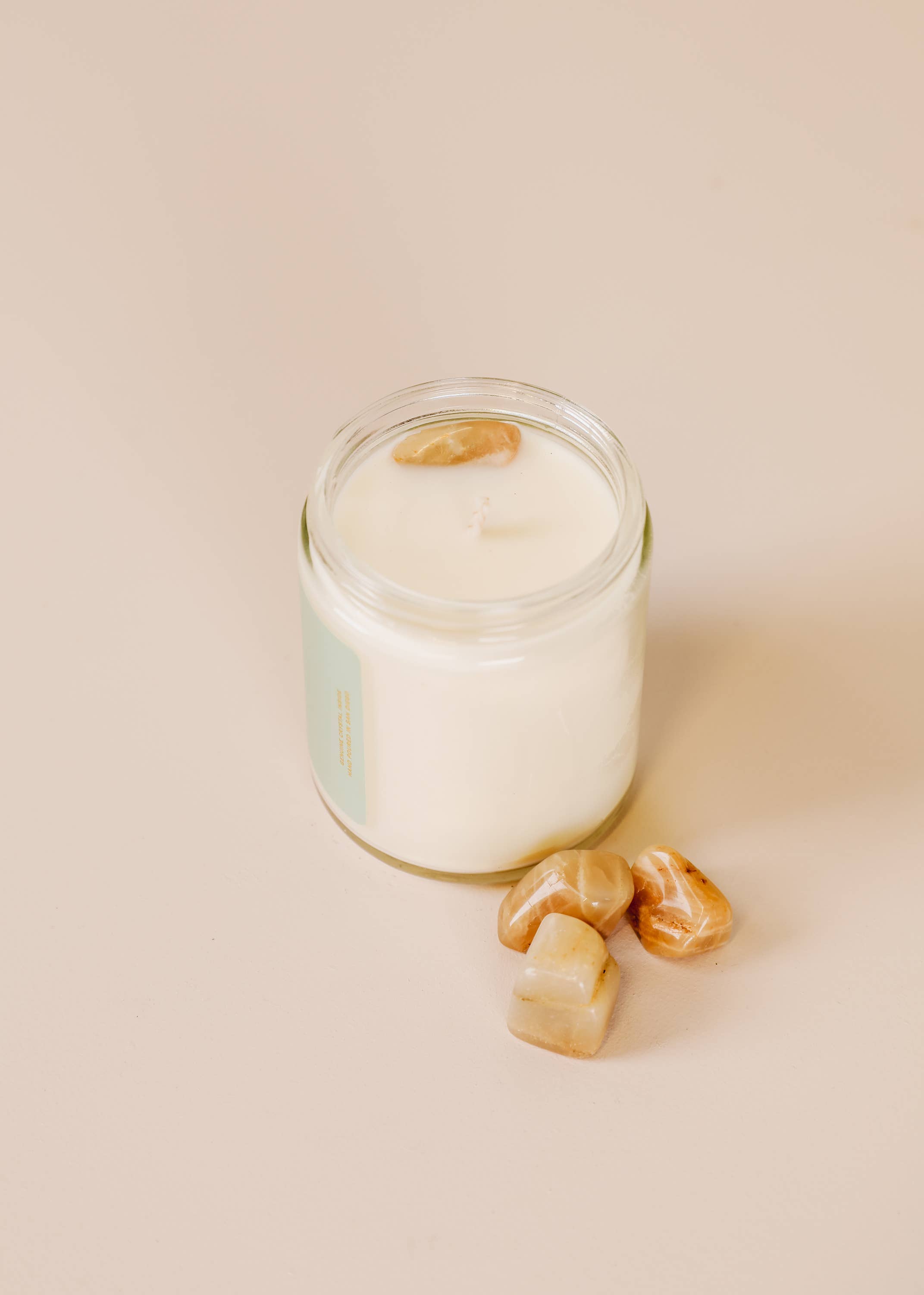 JaxKelly Candles - Wholesale Jar/Filled Candle - 9oz Clear Crystal Candles - Moonstone - Good Luck1