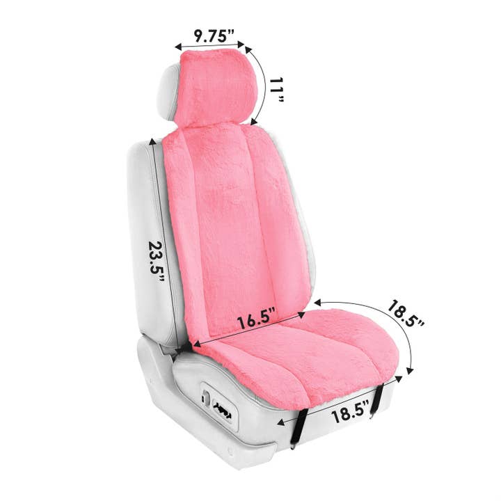 FH GROUP - Wholesale Car Decorative Charm - Unisex - Doe16 Faux Rabbit Fur Car Seat Cushions - Front Set Pink5