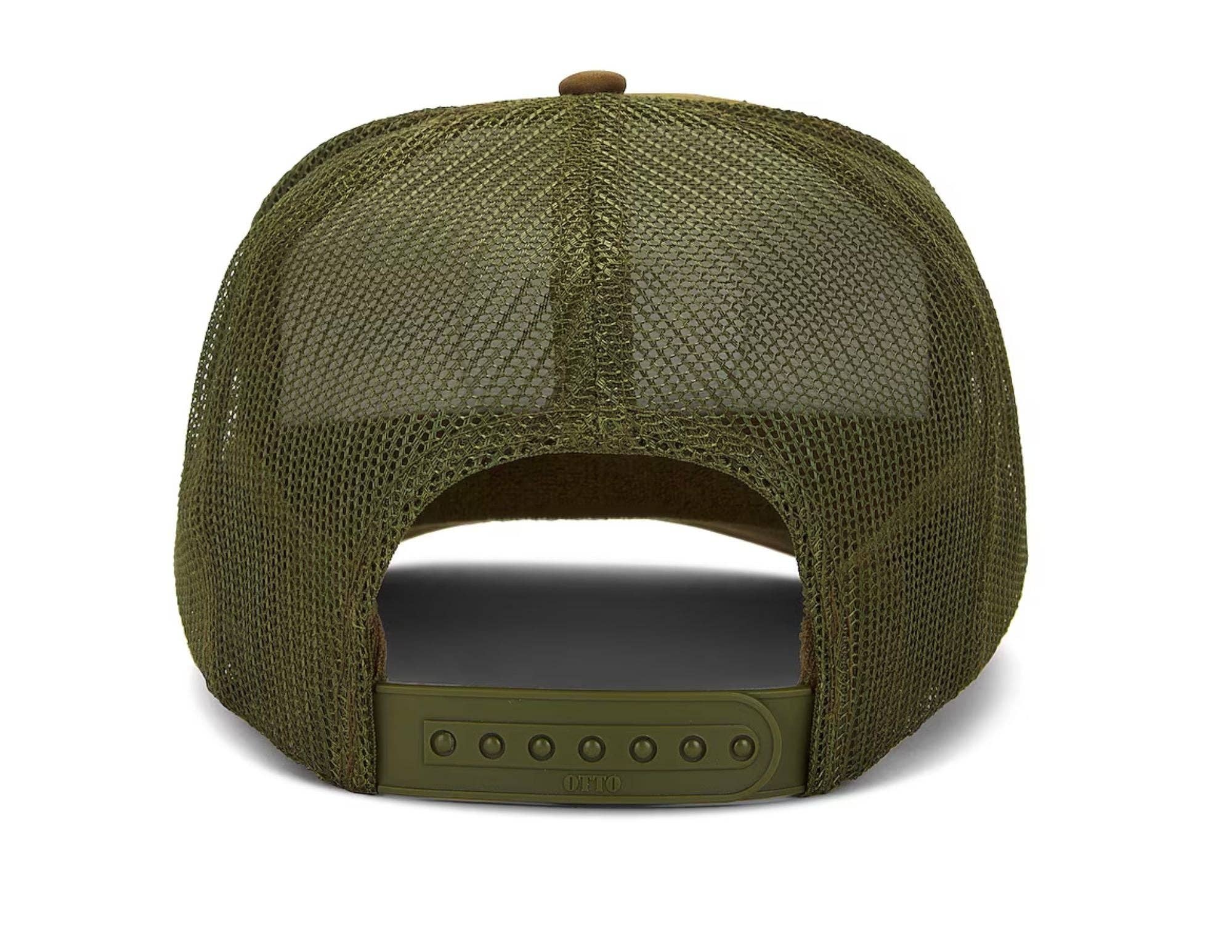 Electric Rainbow Trucker Hat in Olive for wholesale on Faire7