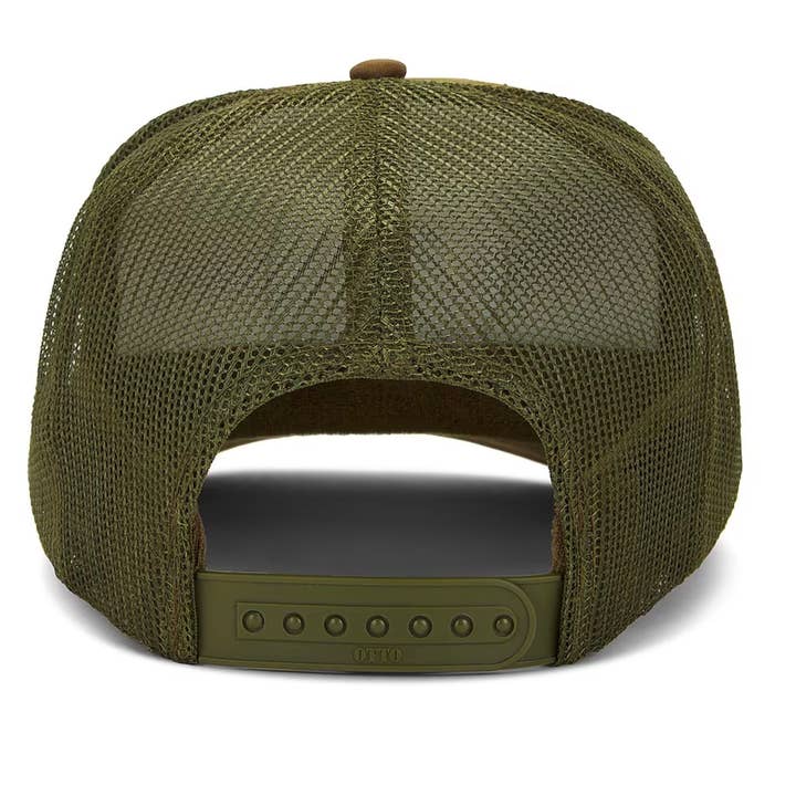 Electric Rainbow Trucker Hat in Olive for wholesale on Faire7