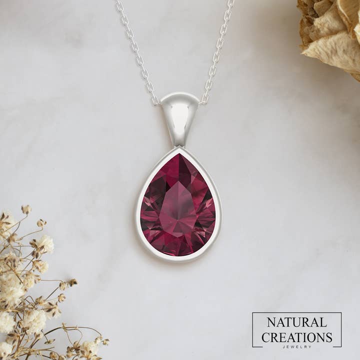 Natural Ruby Pendant Necklace for Women, Sterling Silver for wholesale by Nature Crafts