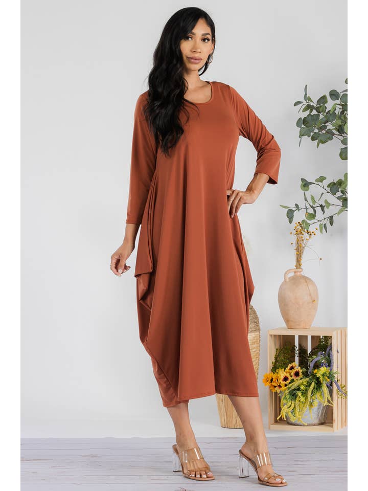 H&H Fashion Inc. - Wholesale Dress - Women's - SAN151R-SOLID - Harem Midi Dress
