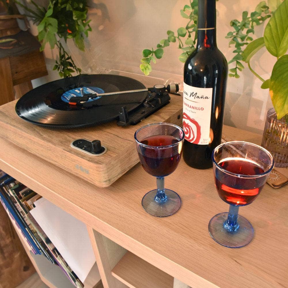 Shared Earth - Venta al por mayor Copas de vino - Copa de vino individual de vidrio reciclado con tinte azul, 13 cm de altura.2