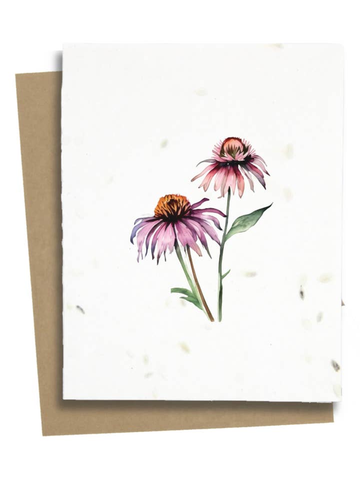Echinacea Bloem Wenskaart voor wholesale door Greet n' Grow Plantable Cards