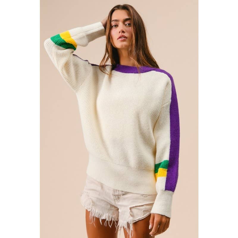 GRÄDDE Mardi Gras färgblocktröja för wholesale på Faire5