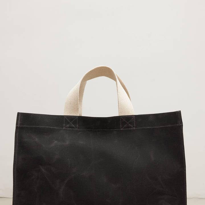 Faded Effect Large Canvas Bag Black for wholesale on Faire7