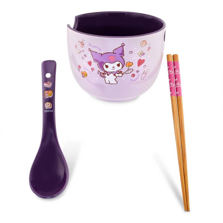 Sanrio Kuromi 20-Ounce Ramen Bowl With Chopsticks and Spoon for wholesale by Toynk