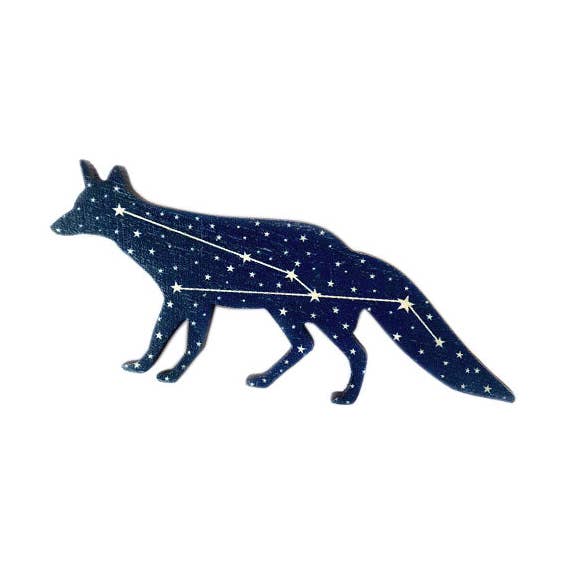 Vulpecula Pin — Fuchs Sternbild Anstecker — Fuchs Sternbild Brosche — geschliffener Fuchsschmuck — Geschenkideen für Teenager — Fuchs Holznadel — Sternenfuchs für den Großhandel von Leopard Frog