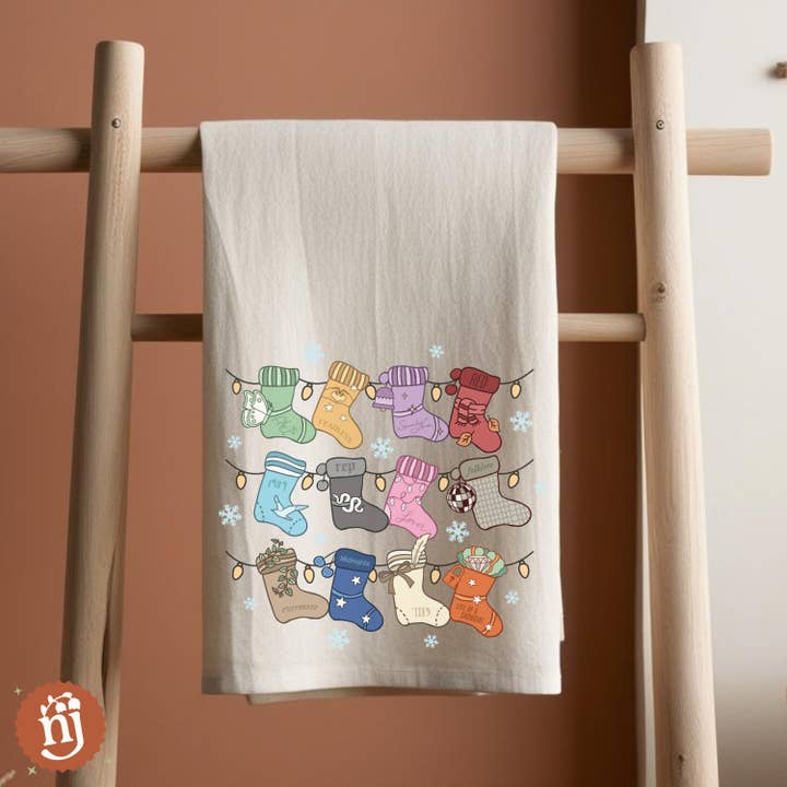 Nearly June Design Co - Wholesale Tea Towel - Eras Inspired Christmas Stockings Tea Towel3