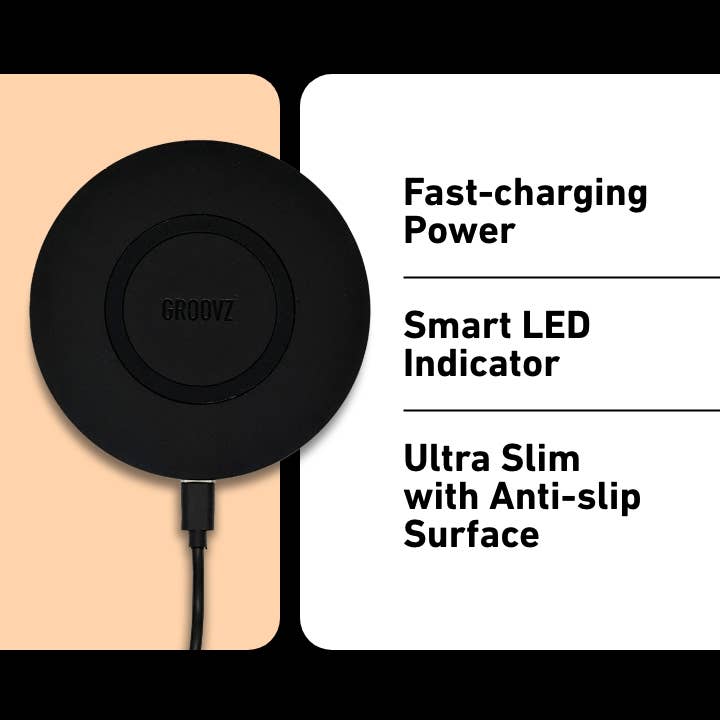 Groovz Audio - Vendita all'ingrosso Base di ricarica - Groovz Pad di Ricarica Wireless a Ricarica Rapida da 15W5