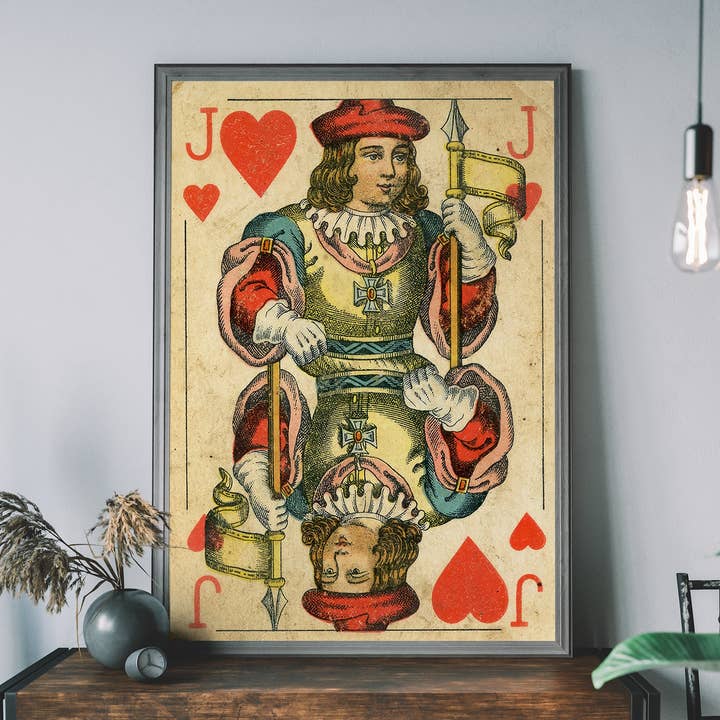Vintage Playing Card Print - Jack of Hearts for wholesale by Ink & Drop