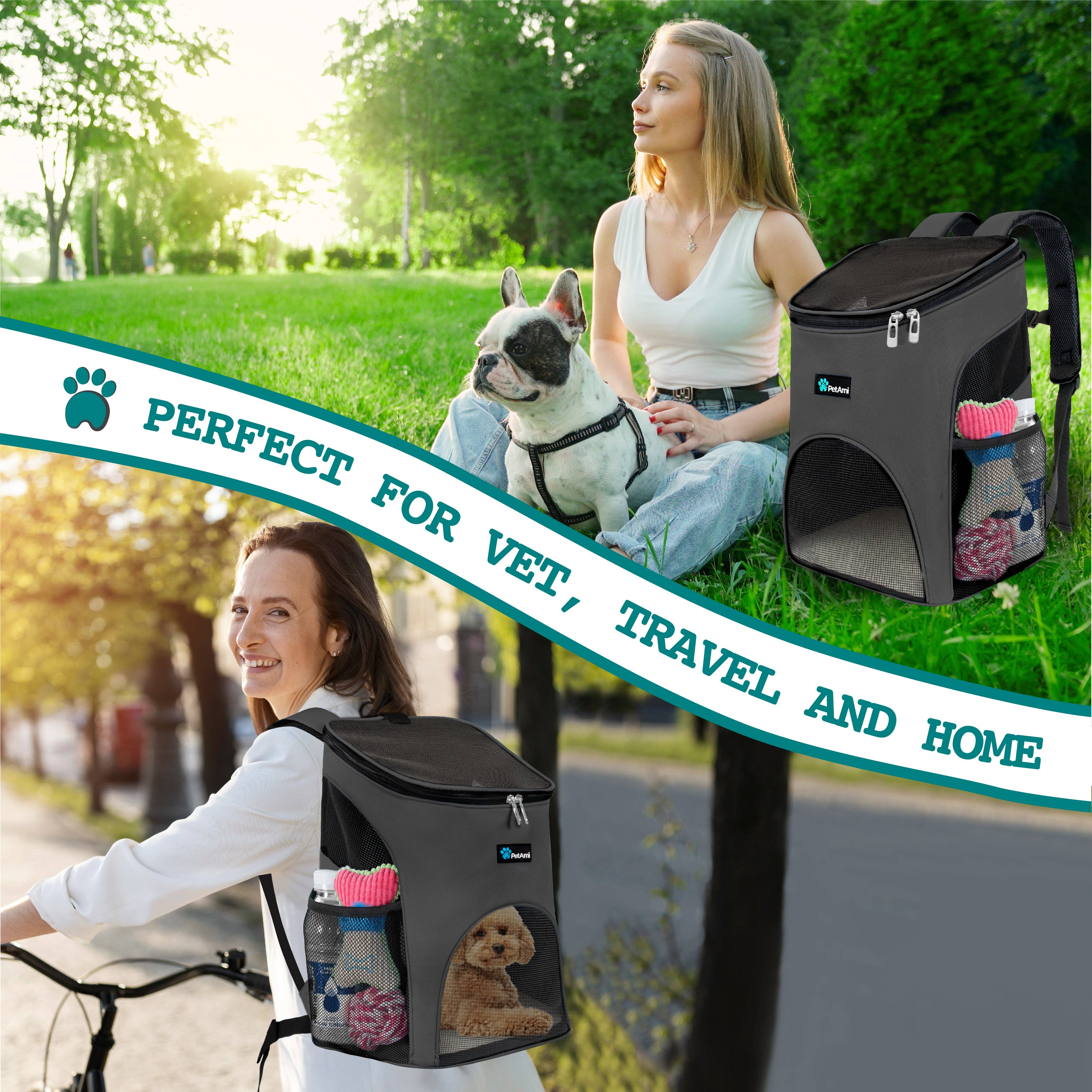 PetAmi - Vente Caisse de transport – chat et chien - Sac à dos pour animal avec entrée unique classique56