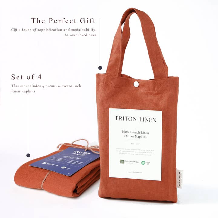 Triton Linen - Wholesale Dinner & Cloth Napkin - Pure French Linen Napkins 100% Linen Cloth Napkins, Set of 47