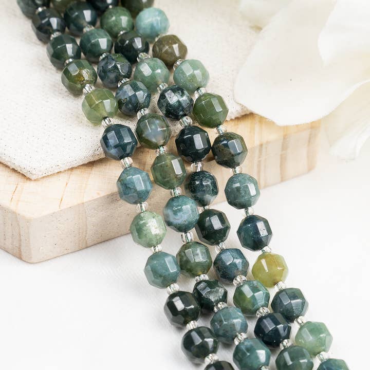 Soothing Crystals Beads - Wholesale Beads - Faceted Prism Cut Beads | Moss Agate | Crystal Beads10