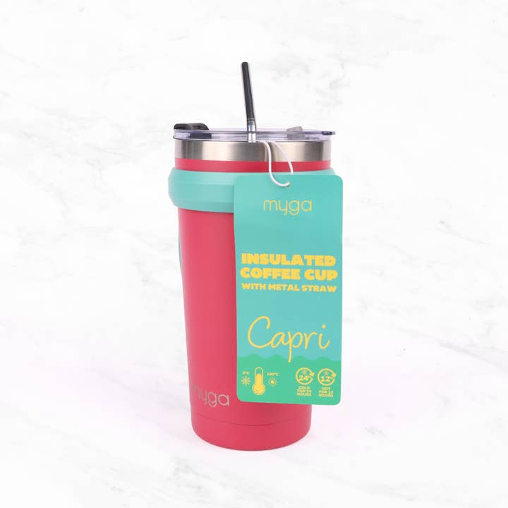 Myga – wholesale Insulated mug/tumbler – CAPRI Insulated Coffee Cup with metal straw9