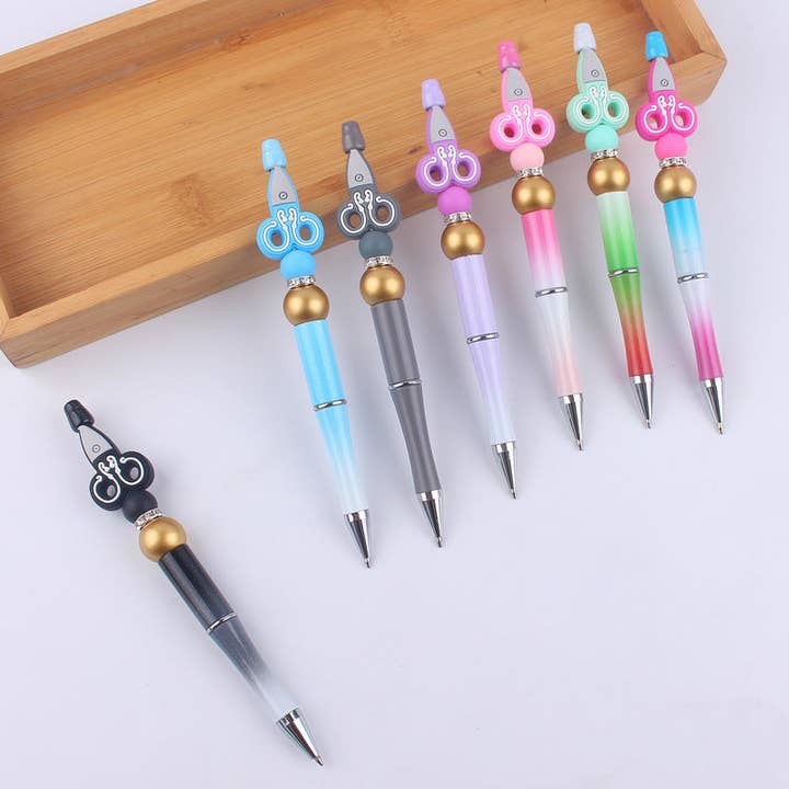 KiddieKickz - Wholesale Pen - Cartoon Silicone Scissors, Handmade Plastic Bead Pens9