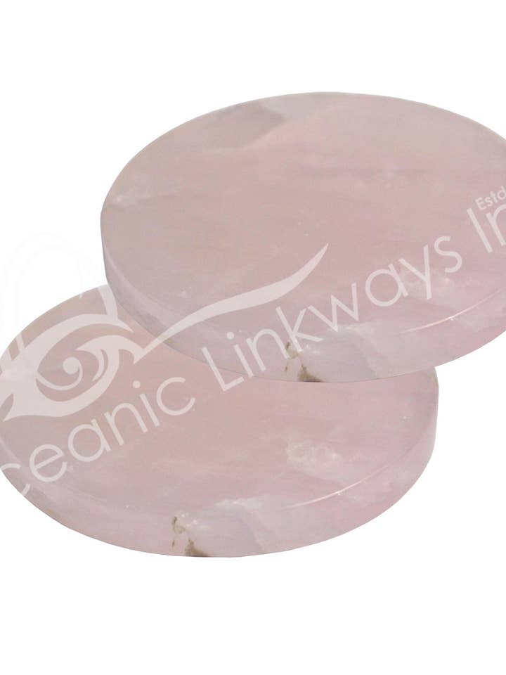 (PK 2)COASTER - ROSE QUARTZ 3.5"Dia. (PK 2) for wholesale by Oceanic Linkways Inc