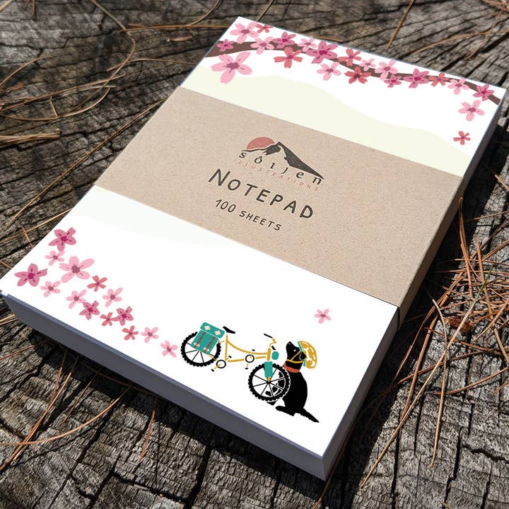 Spring Biking Pup Notepad for wholesale by Soijen Illustrations