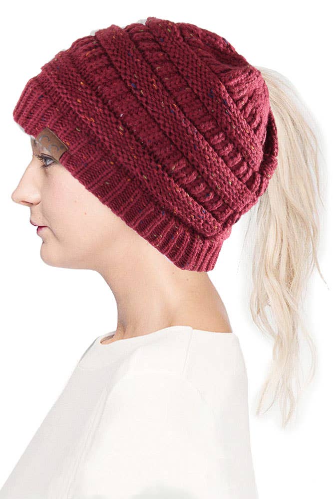 Hana - Wholesale Beanie - Women's - C.C Confetti Ponytail Messy Bun Beanie8
