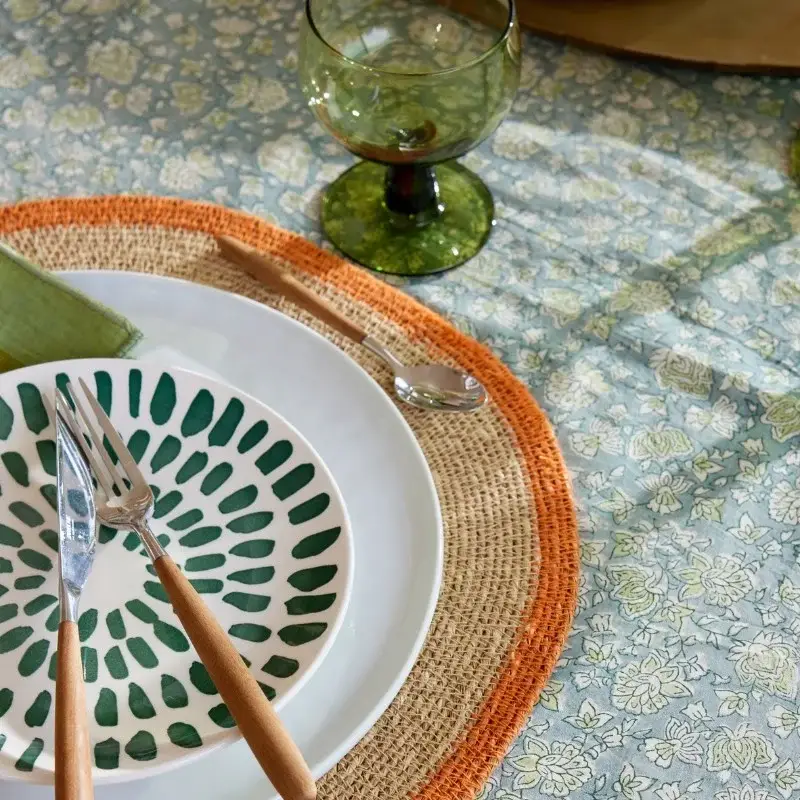 Bonheur du Jour - Wholesale Tablecloth - Tablecloth - Arushi Blue Green1