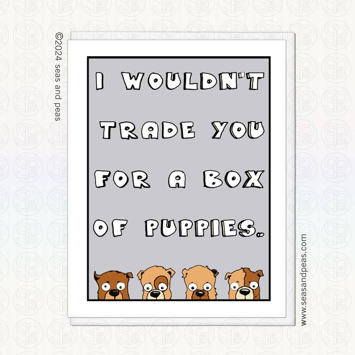 Box of Puppies Love Card for wholesale by Seas and Peas, LLC