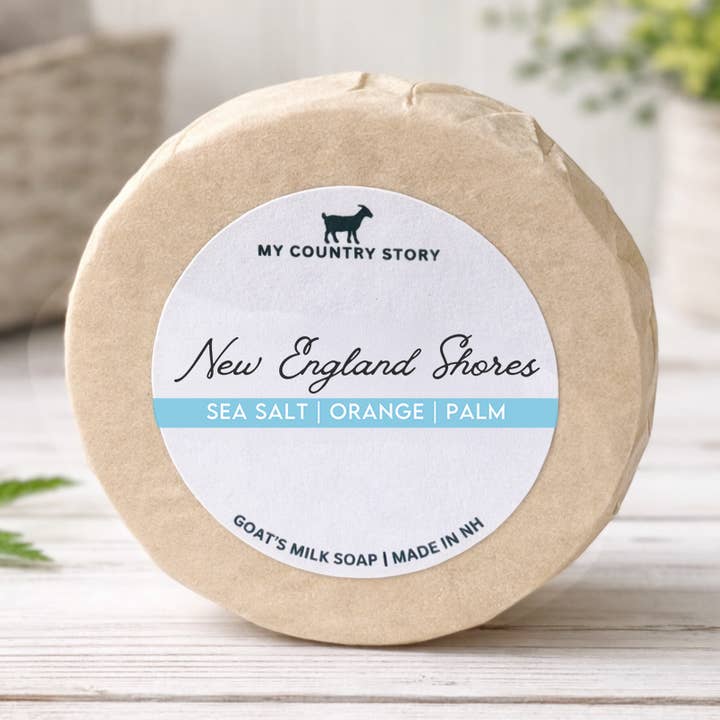 New England Shores Getmjölkstvål– Ekologiskt Inslagen | 4oz Tvålar för wholesale av My Country Story