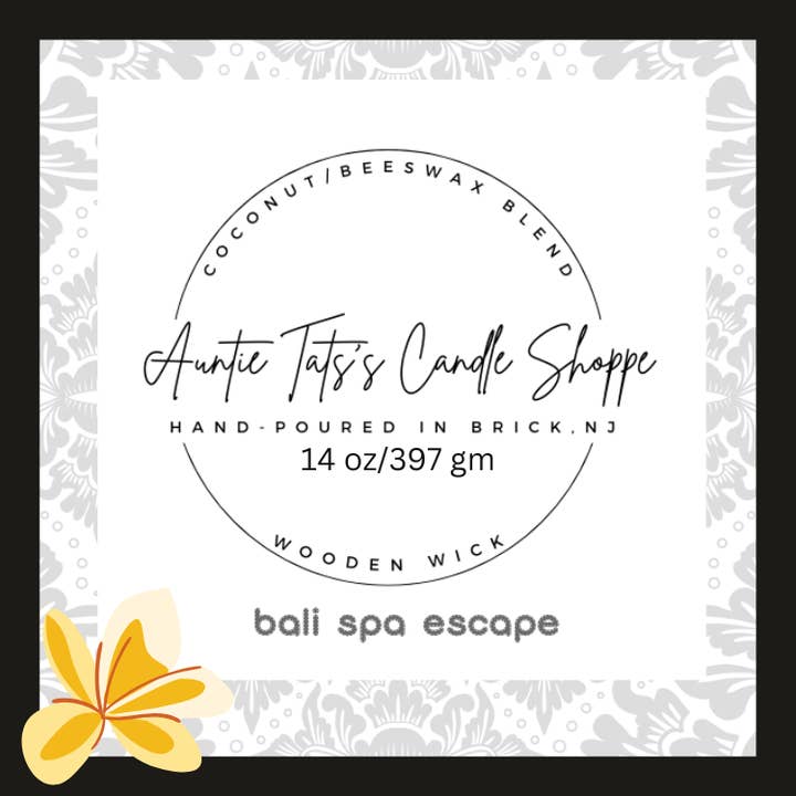 Kokosnöt/Bivaxljus med Träväck-Bali Spa Escape för wholesale av Auntie Tats's Candle Shoppe