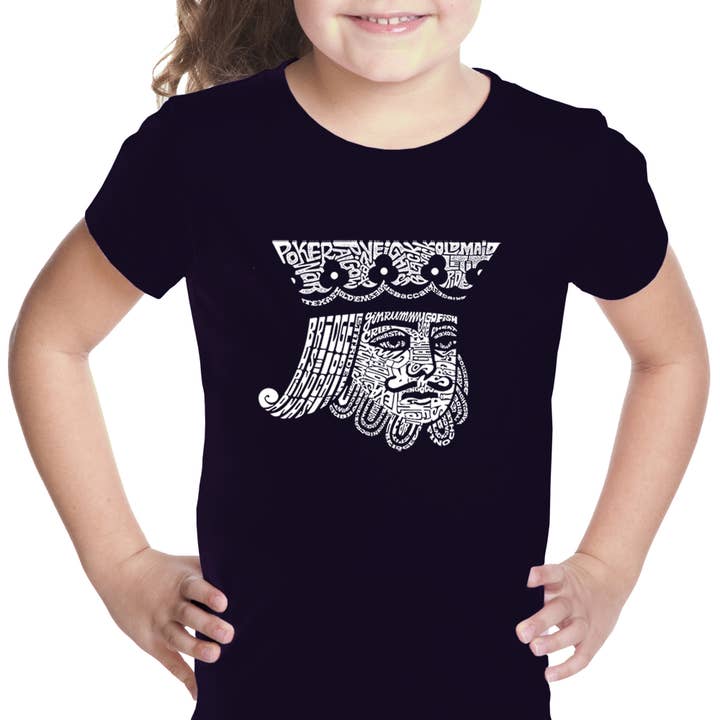 Girl's Word Art T-shirt - King of Spades for wholesale by LA Pop Art