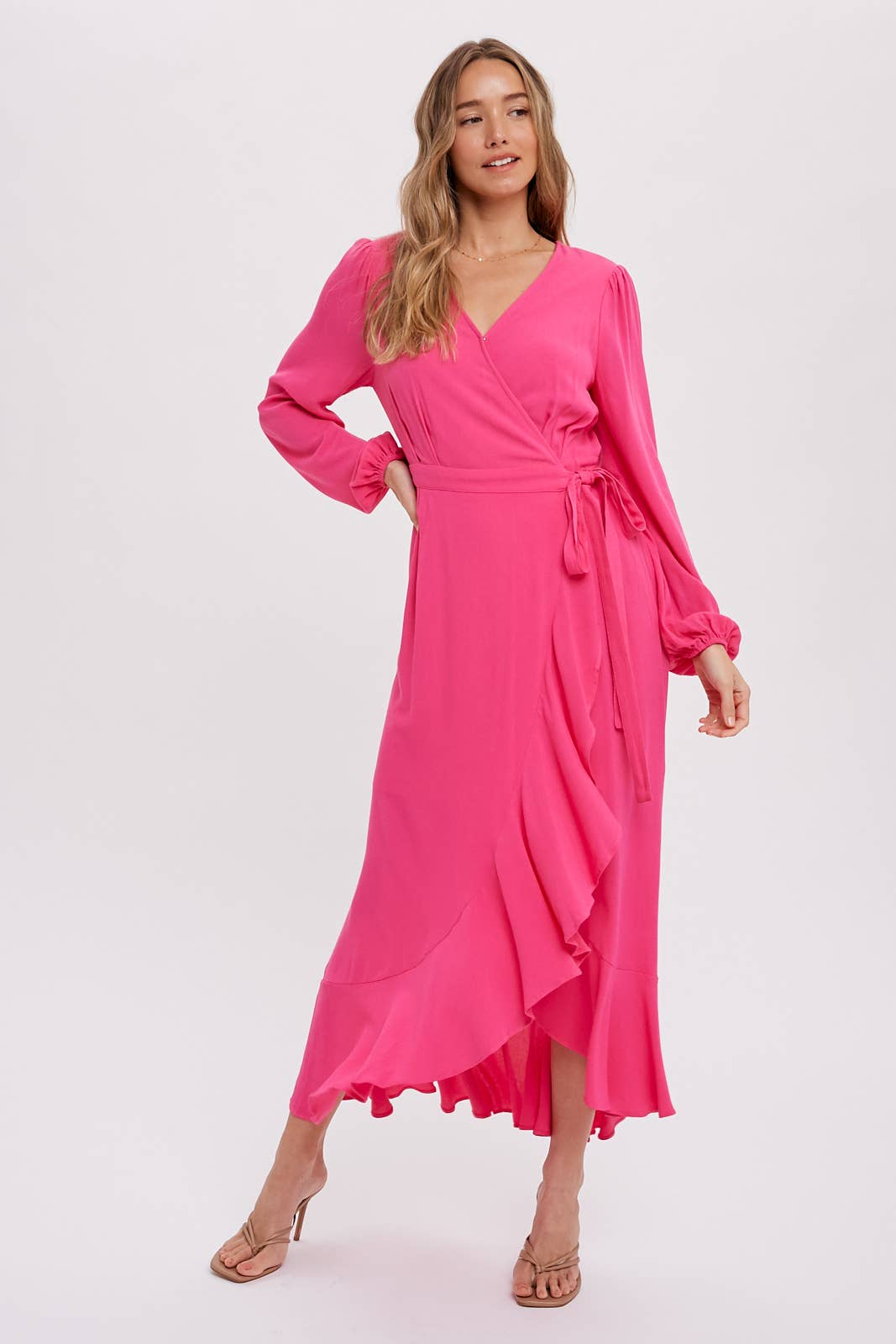 Bluivy – wholesale Dress – Women's – RUFFLE HEM MAXI WRAP DRESS26